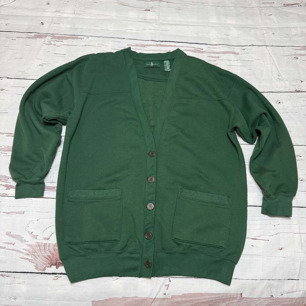 Vintage 90s Hunt Club Hunter Green V-Neck Button-Up Cardigan